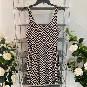 PINK Geometric Black and White Dress